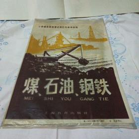 小学课本自然常识第四册教学挂图——煤 石油 钢铁（彩图6张全）