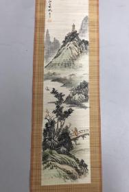 竹丝画帘 江上风帆 画心56x15cm 画工精细