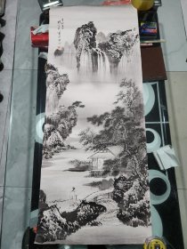80年代左右老画一幅，杨家义山水画100×41cm
