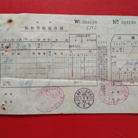 1954年11月10日，沈阳市人民政府税务局，私人企业，竹林旅馆，住宿费，红章漂亮（生日票据，旅馆业发票）。（13-1）