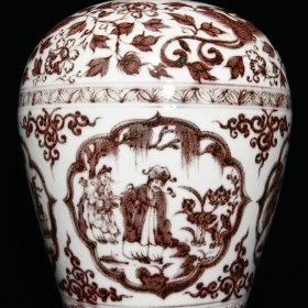 釉里红四爱图梅瓶,高47cm直径25cm