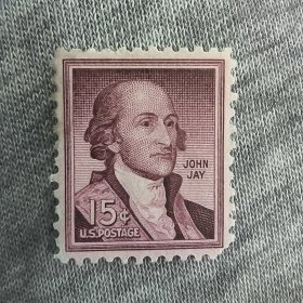 USA122美国邮票1954年普票 名人人物 John Jay（约翰·杰伊）是一位美国政治家、革命家、外交家和法学家，在早期美国历史中发挥了重要作用。 雕刻版外国邮票 新 1枚 小票 品相不好，如图