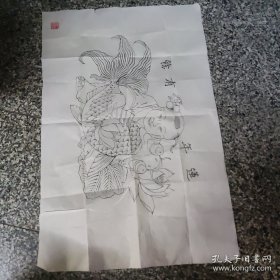 杨柳青木刻年画（莲年有徐)1张，69X45厘 米