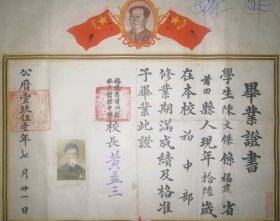 百年莆田教育史/1951年福建莆田县私立哲理中学（毕业证书）