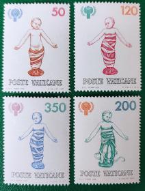 梵蒂冈邮票 1979年国际儿童年-襁褓中的婴儿 4全新