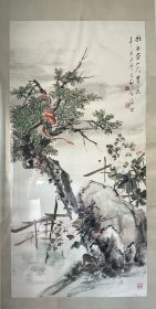 晚清 民国时期海派画家《金寿石 拟新罗山人毛意图》画心尺寸138x68cm 原装旧裱
