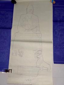 龙门石窟古阳洞图纸十张一套，八十年代左右手绘蓝印，单张尺寸97×60公分左右，极少见资料