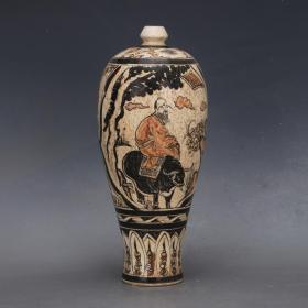 磁州窑彩绘复古人物梅瓶