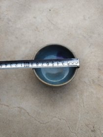 元代钧釉点彩小茶盏 完整尺寸见图釉水不错