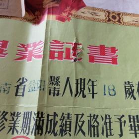 1958年 湖南益阳市第五初级中学毕业证书（附准考证）
