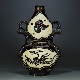 《精品放漏》乌金釉葫芦瓶——元代瓷器收藏