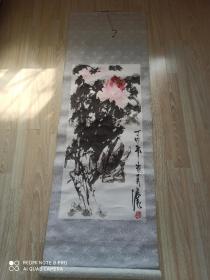 国画一副 布画 画心儿长94cm宽43cm