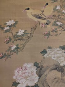 渡边赤水（1776－1833）春意花鸟图 手绘 真迹 古笔 南画  挂轴 国画 文人画 茶挂 茶室 茶道具 老画 古画