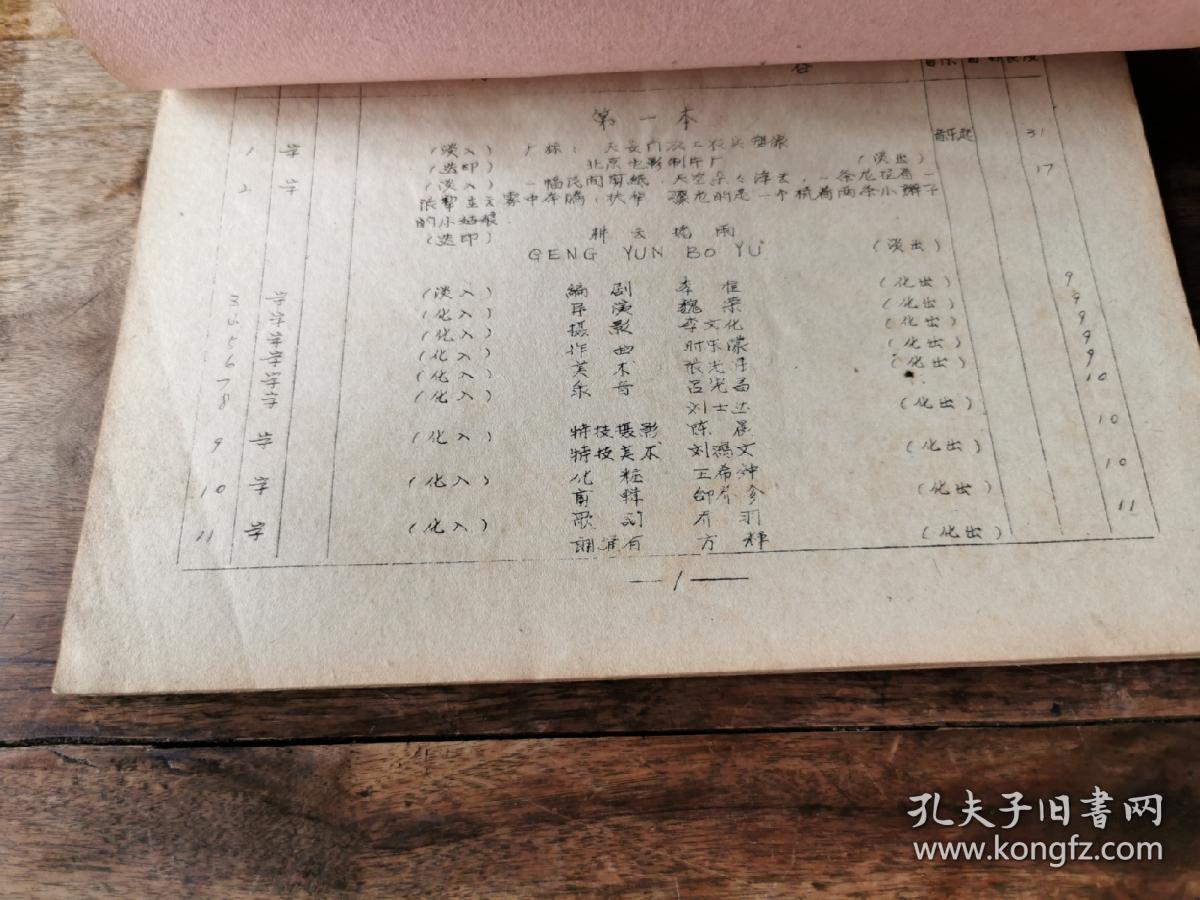 珍稀新中国电影 史料文献一《耕云播雨》完成台本 北京电影制片厂1960年出品