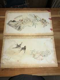 近代海派六十名家之一颜元花鸟成扇一对52*19
颜元（1860-1934），字纯生，晚号半聋居士。江苏苏州人。油画大师颜文樑之父。早年师事任伯年曾临摹其画数十幅。得其神髓。擅画人物佛像。海派六十大名家之一