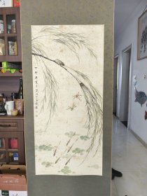 刘笑非国画 刘笑飞国画42乘90 山东书画教育元老级别人物，工笔没骨大家，张大千，赵望云入室弟子，曾随张大千在敦煌写生多年。三尺整纸，描金边牡丹极其少见
