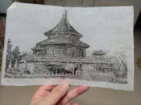 手绘玻璃纸建筑素描01