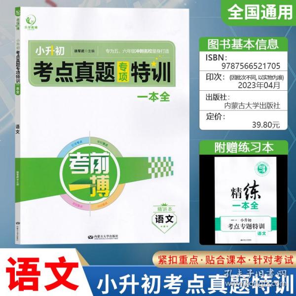 考前一搏小升初考点真题专项特训一本全 语文 小升初知识归类总复习精讲加精炼小学语文期末冲刺名校模拟考试测试专项训练讲解练习题