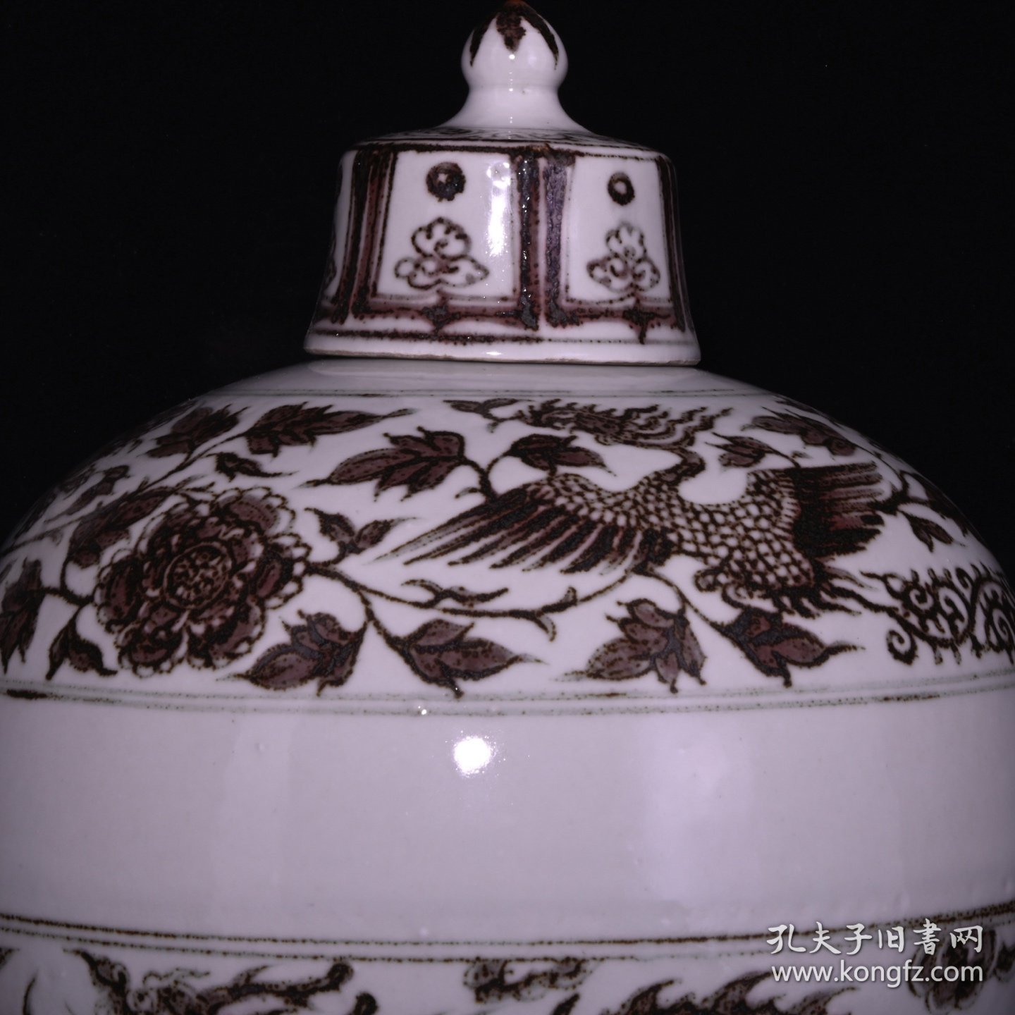 点击查看原图 旧藏 元青花釉里红龙凤纹梅瓶 高47×25厘米