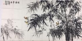 李華菊 “竹報(bào)平安” 未裝裱 紙本 軟片 尺寸136x68cm