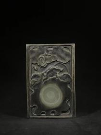 石头砚台，荷叶绿端砚，重约1940g，,18.5×12.1×3cm..