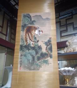 竹编猛虎上山虎国画