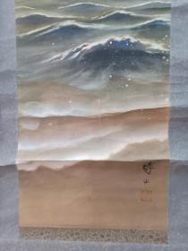 民国 江苏苏州名人 潘博山 海水旭日图条幅，尺寸128*32cm