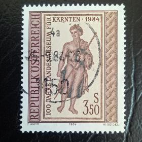 ox0110外国纪念邮票奥地利邮票1984年 卡林西亚博物馆100年 酒神雕塑 销 1全 雕刻 邮戳随机