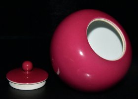 清雍正胭脂红釉茶叶盖罐一对【11×11.5cm】