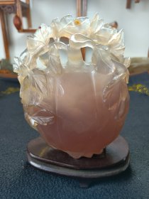 清代玛瑙南瓜摆件老玛瑙文房摆件