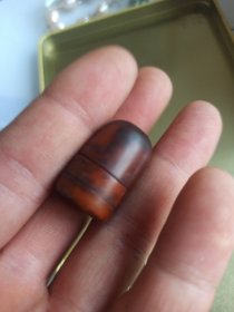 清代袖珍老印泥盒，老印泥。木质不祥