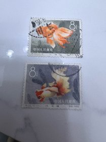 特38金鱼邮票2张 都有些薄 一起50包邮