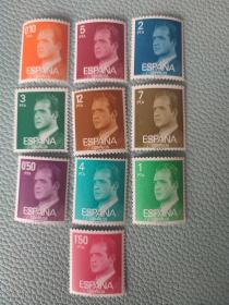 西班牙邮票 卡洛斯 国王 新 10种