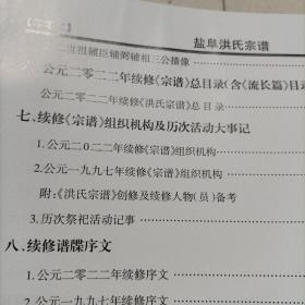 家谱类: 盐阜洪氏宗谱(义居堂) (大16开精装厚册)2022年新修286页！由苏州迁到盐城阜宁，建湖境内