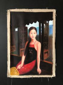 油画72【陈逸飞】人物，手绘油画，99*70cm左右

实物拍摄，一物一图