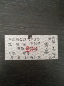 宽城—下甸子 河北省公路汽车客票（硬卡）