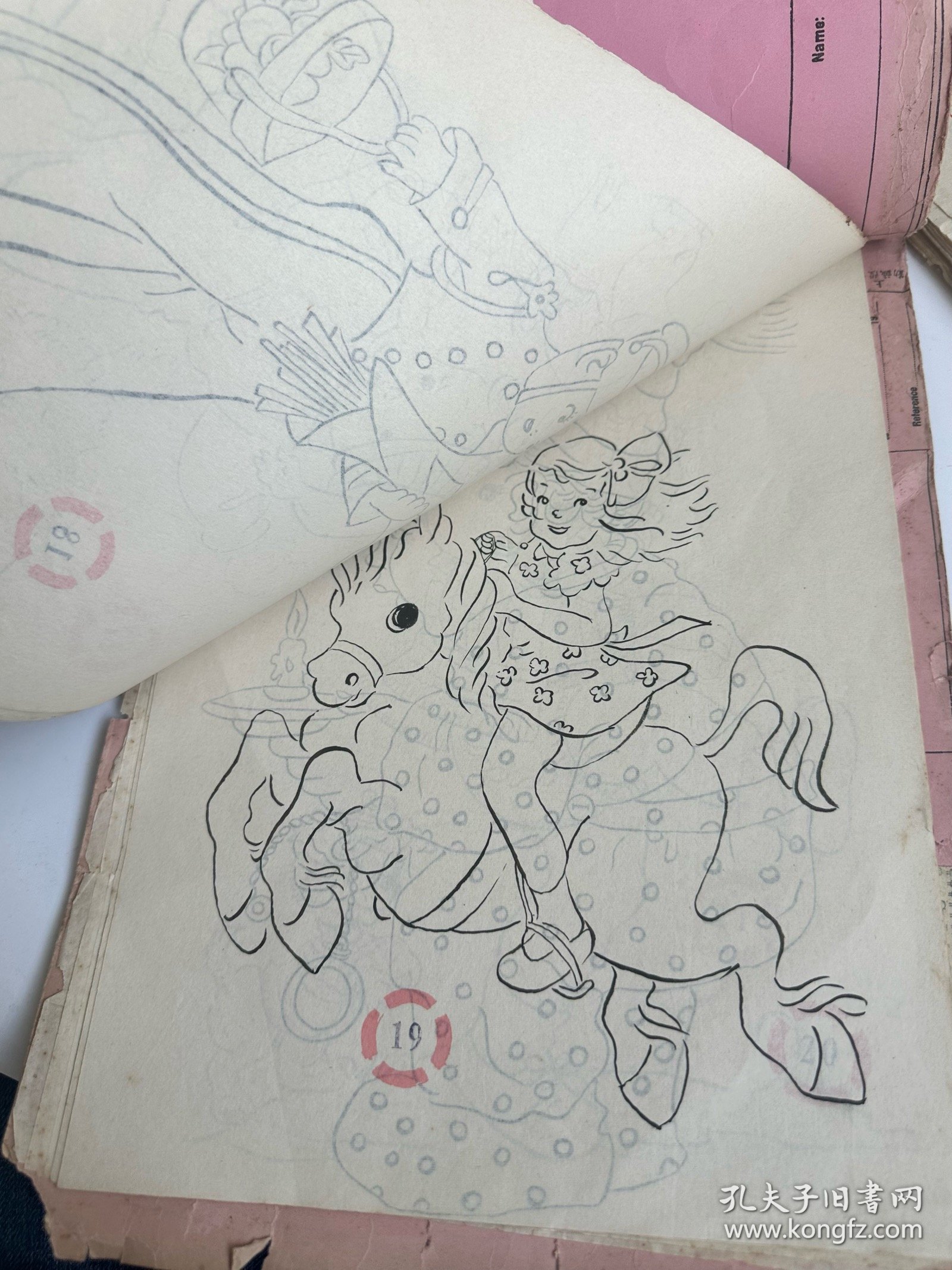 民国时期动漫画稿 十六开一册 共35张 绘画非常漂亮