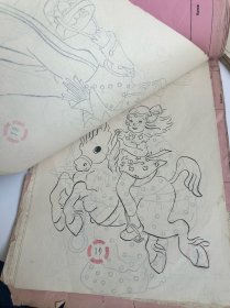 民国时期动漫画稿 十六开一册 共35张 绘画非常漂亮