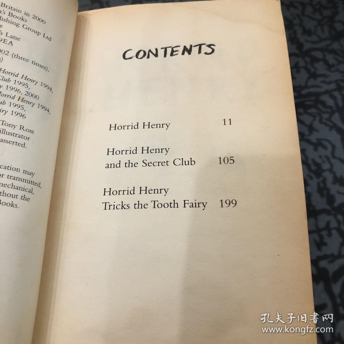 A Handful Of Horrid Henry :Horrid Henry, Horrid Henry and the Secret Club, Horrid Henry Tricks the Tooth Fairy 淘气包亨利三本合辑-淘气包亨利、秘密俱乐部、愚弄牙仙子