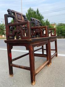 榉木太师椅，清代。后背板红木，包浆特好，全品牢固czx运费自理