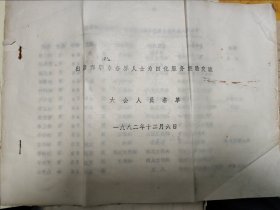 1982年《出席邯郸市各界人士为四化服务经验交流大会人员名单》一份16开九页