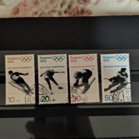 Ld29德国邮票西德1971年 冬奥会滑雪花样滑冰 信销 4全