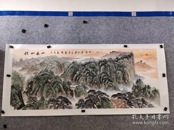 【得自画家本人，保真！】周建玉老师小六尺山水，托片，便宜卖了，周建玉，山东新泰人，笔名倾墨，号墨云轩主，师从著名山水画家，中美协会员，泰安美术家协会副主席梁波老师，专研习画几十年，作品雅俗共赏，作品曾多次参加省，泰安市举办的画展。