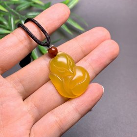 黄玉髓新款项链女不掉色狐狸吊坠锁骨链百搭饰品高级感（送证书礼盒）