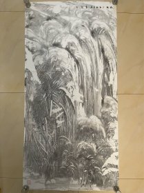 裴君一写意山水画国画水墨字画书画墨迹墨宝作品纯手绘条幅竖幅竖版软片 秋风
