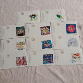 中国邮政贺年(有奖)明信片两套都11枚(白片)共22枚