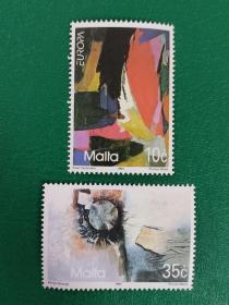 马耳他邮票 1993年抽象画 2全新