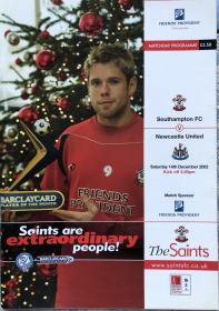 2002-2003赛季 英超 南安普顿 纽卡斯尔联 足球俱乐部 官方赛刊 比赛手册 封面 詹姆斯比蒂 阿兰希勒
