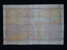 袖珍上海新地图  1927年   修订四版
单幅彩印地图廓内图积40.0x67.6厘米，比例尺1:22,000，中国国家图书馆入藏。