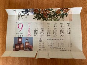 1983年天津市中津制药厂月历广告纸
